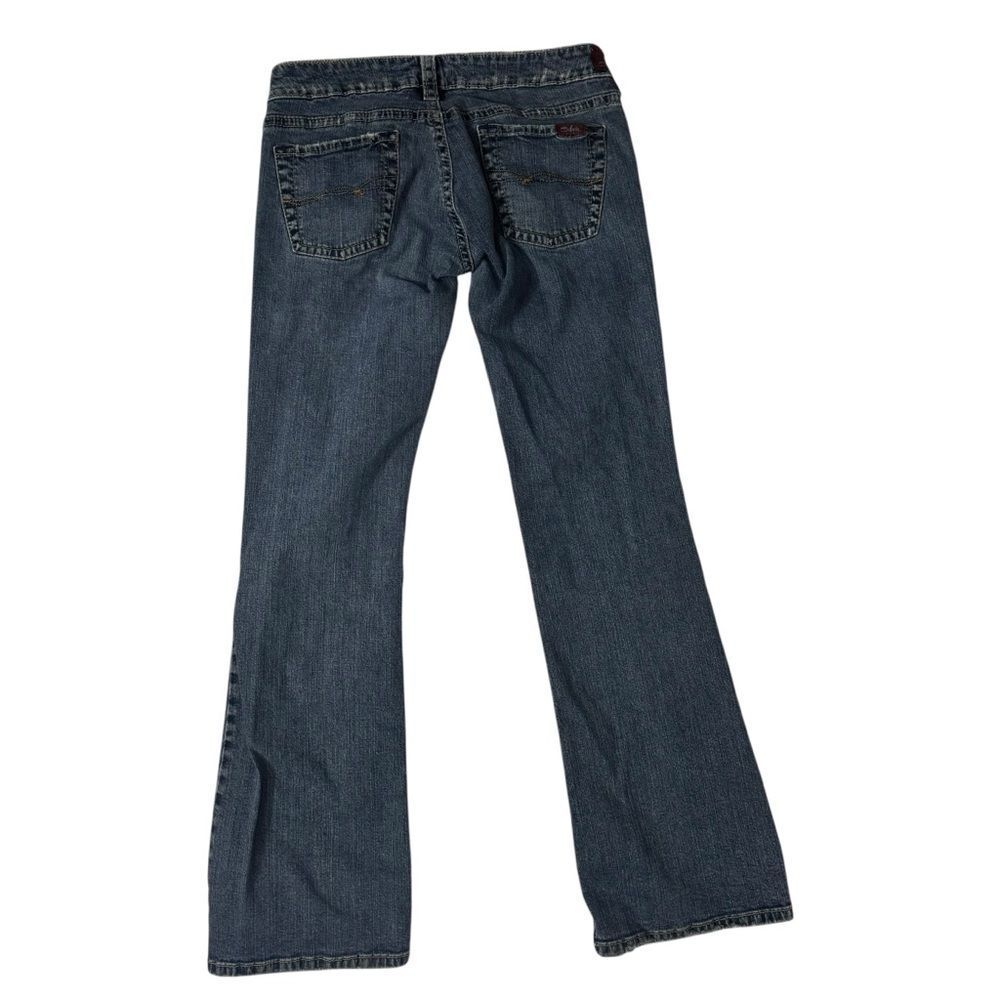 Silver Jeans Dark Wash Blue Cotton Denim Flare Leg Jeans Distressed size 31/33 - Picture 8 of 14